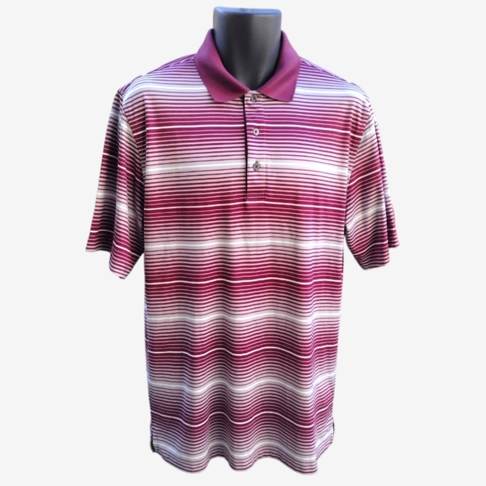 🎯🎯 SALE 🎯🎯Tasso Elba Stripes Burgundy Henley Neckline Shirt Sz M